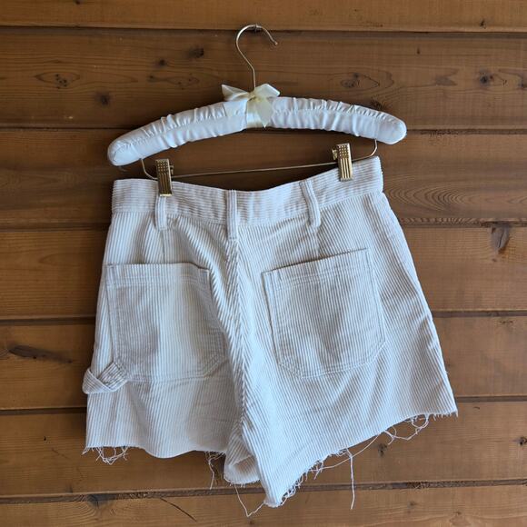 Pacsun Off White Corduroy Cutoff Workwear Shorts Cargo 27 High Waisted Soft - Picture 4 of 5